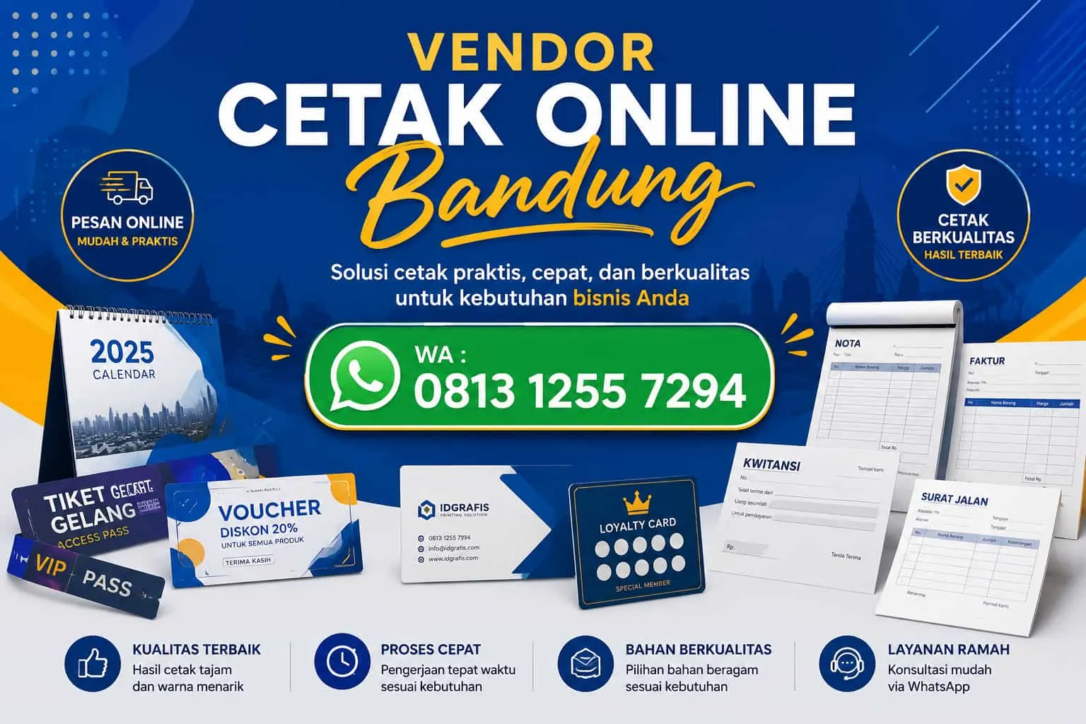 Vendor cetak online Bandung untuk berbagai kebutuhan percetakan